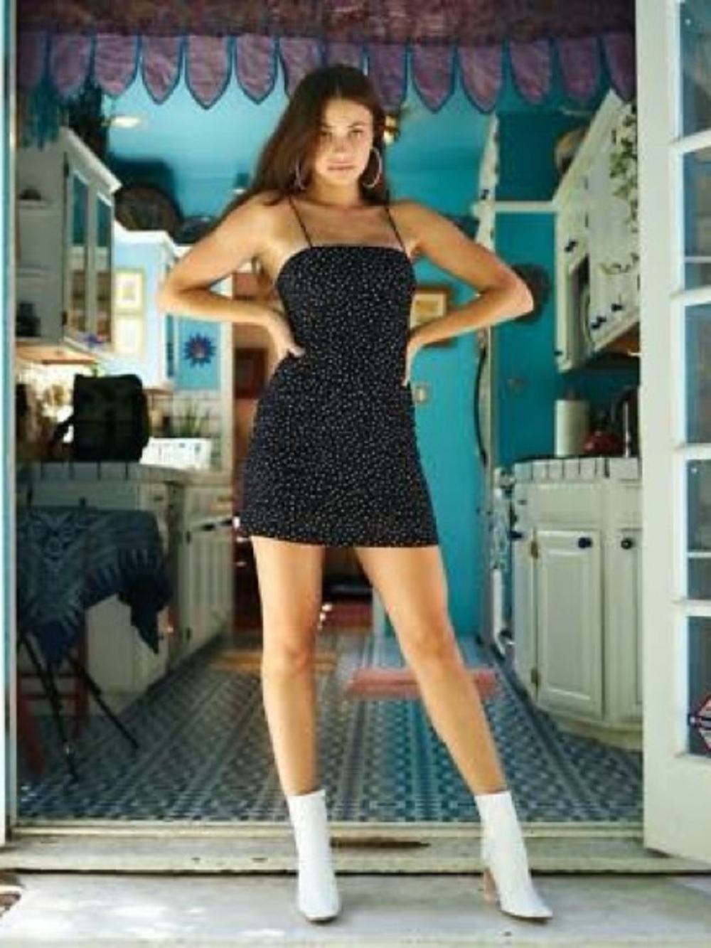 Beach Bunny Black Mini Dress with White Polka Dots